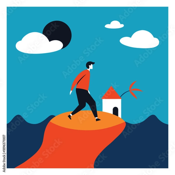 Obraz man walking on the road