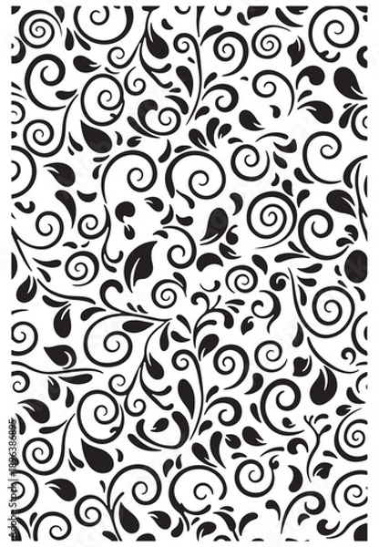 Obraz Beautiful black floral pattern on white background