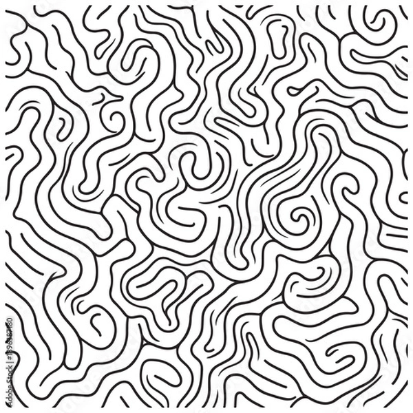Obraz Complex squiggly lines pattern on white background
