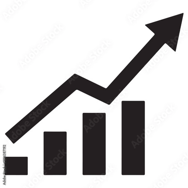 Obraz Graph showing increasing trend with bars and arrow