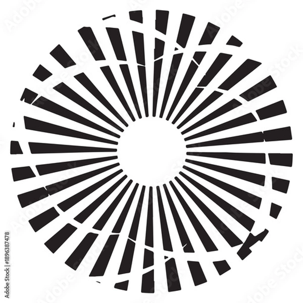 Obraz Black radial pattern on white background
