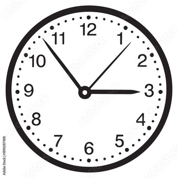 Obraz Clock showing 3 o clock with simple design