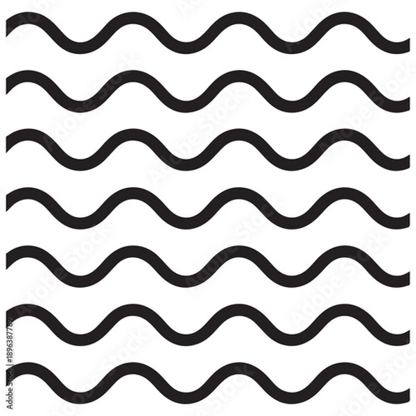 Obraz Black wavy lines on white background