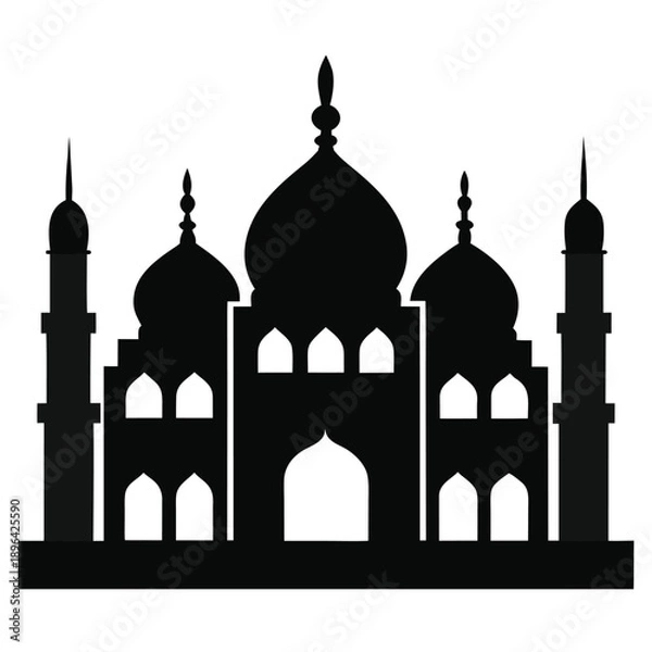 Obraz Islamic mosque silhouettes on white background