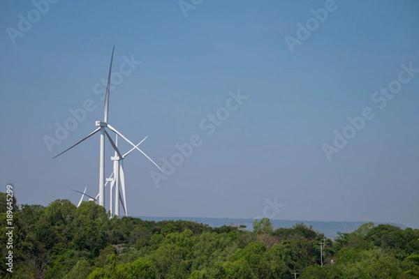 Obraz Wind turbines on mountain