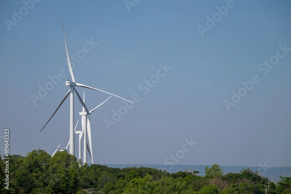 Obraz Wind turbines on mountain