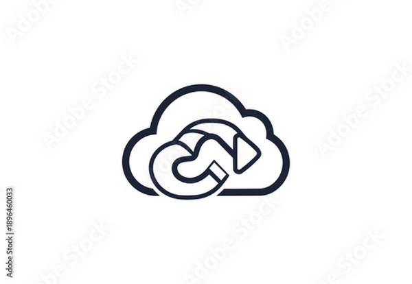 Obraz Cloud computing icon with circular arrow design on black