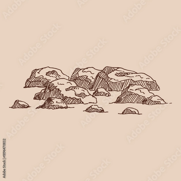 Obraz Illustration with stone. Hand drawn vector illustration.