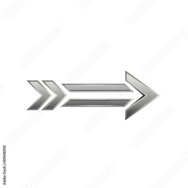 Obraz Metallic arrow icon with three arrowheads