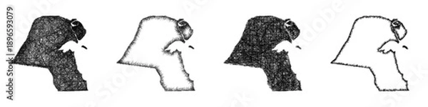 Fototapeta Sketch Kuwait map design set