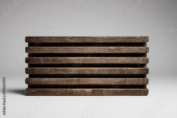 Obraz Stacked Textured Brown and Black Rectangular Panels Under Soft Studio Lighting on Grey Background