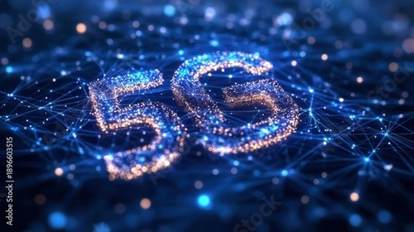 Obraz 5G global network coverage lines radiating from antenna points