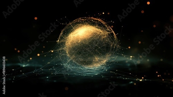 Obraz Abstract globe network connection concept on dark background