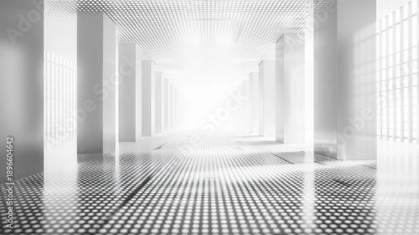 Obraz clean digital points and tech grid on white