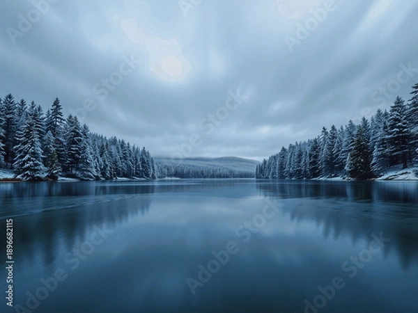 Obraz 冬の水辺の風景