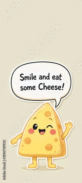 Obraz Cheese Cartoon with Quote