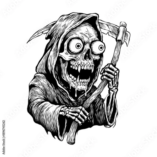 Obraz grim reaper hand drawn vector illustration