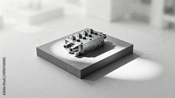 Obraz Precision Metal Component on Display with Soft Lighting and Neutral Background