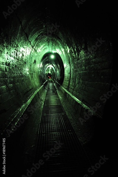 Obraz Underground tunnel with green lighting
