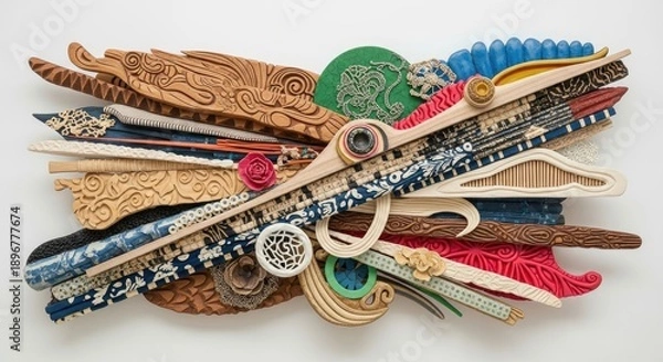 Obraz Artistic Assemblage of Found Objects.