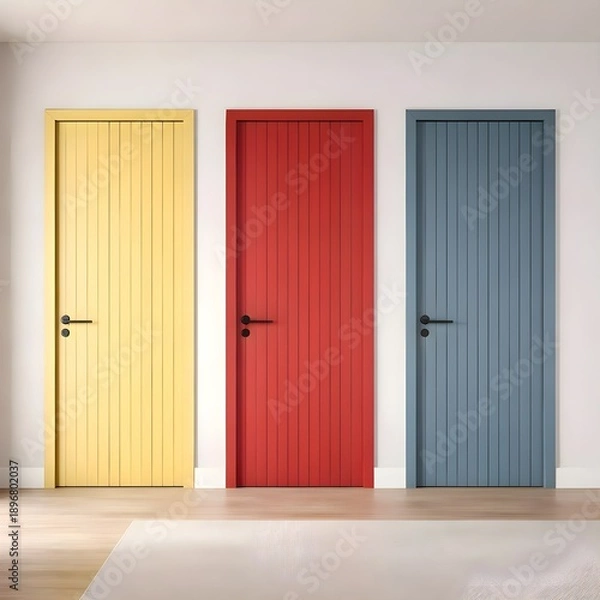 Fototapeta empty room with red door