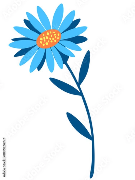 Obraz blue daisy flower flat vector illustration