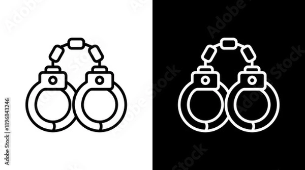 Obraz Handcuff White Icon Set Vector 