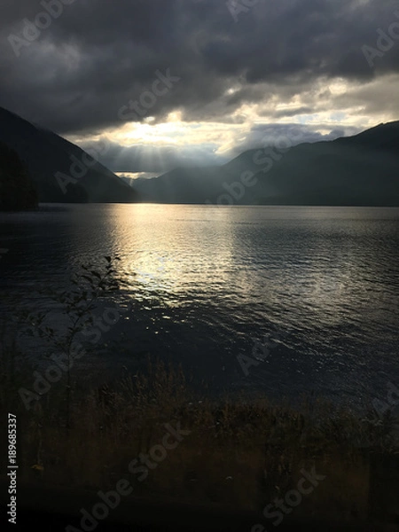 Obraz Lake scene with mountains