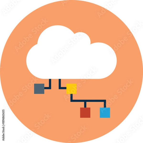 Fototapeta Cloud computing icon displayed on a computer screen representing modern internet technology and data connection