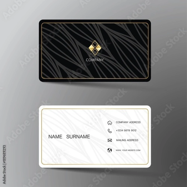 Fototapeta Modern business card template design. With inspiration from the abstract. Contact card for company. Two sided black and white on the gray background. Vector illustration. 