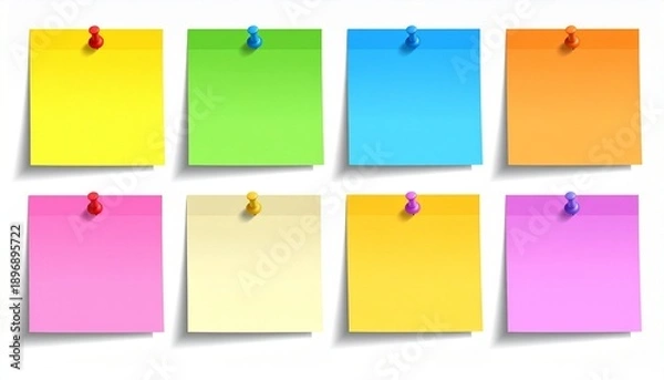 Obraz Colorful Sticky Notes with Pushpins in Grid Layout