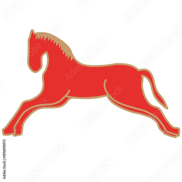 Obraz 赤い馬のイラスト　ベクター　シルエット　アイコン　ロゴ　シンボル　切り取り　透過背景　木馬　素材　ゴールド　金