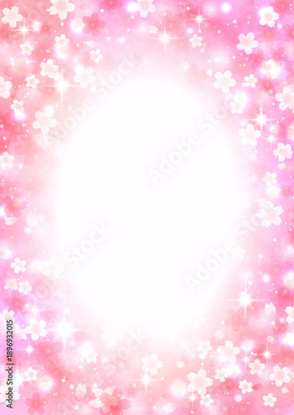 Obraz キラキラ優しく輝く桜の花 背景 フレーム