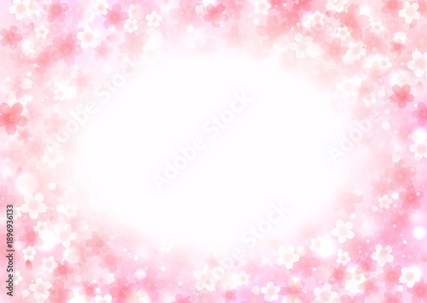 Obraz キラキラ優しく輝く桜の花 背景 フレーム