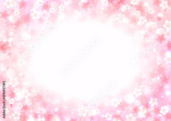 Obraz キラキラ優しく輝く桜の花 背景 フレーム