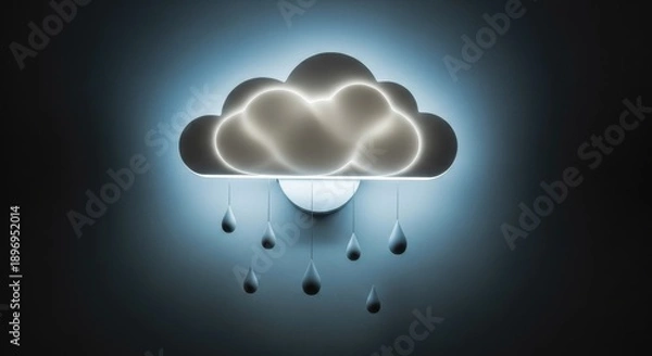 Obraz Cloud-shaped night light with raindrops design.