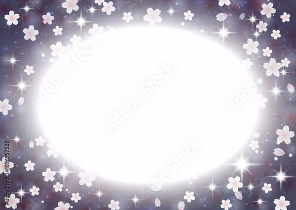 Obraz 幻想的な輝きの夜桜の花 背景 フレーム