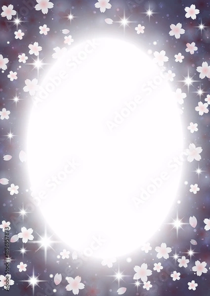 Obraz 幻想的な輝きの夜桜の花 背景 フレーム