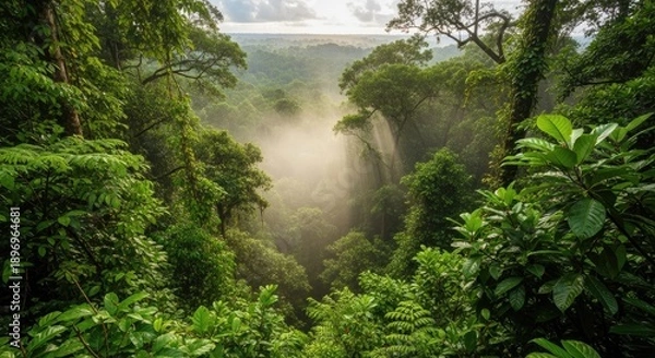 Obraz Lush Green Rainforest Canopy View.