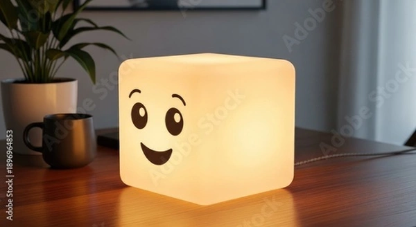 Obraz Smiling Cube Lamp - A Cheerful Nightlight.