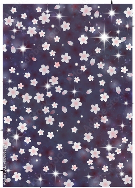 Obraz 幻想的な輝きの夜桜の花 背景 パターン