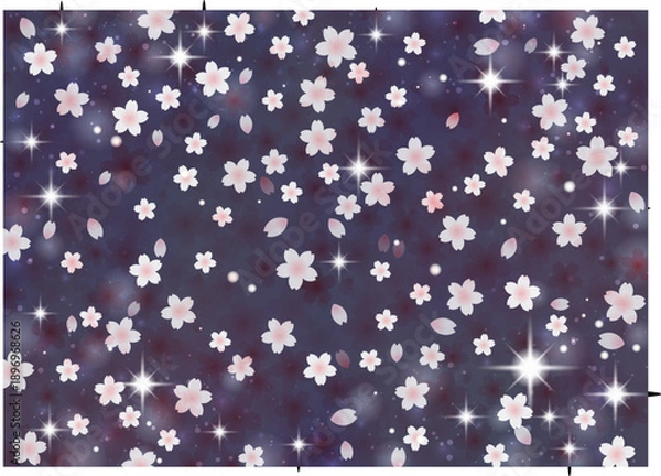 Obraz 幻想的な輝きの夜桜の花 背景 パターン