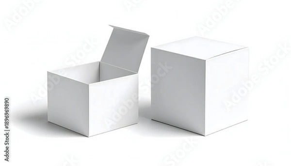 Obraz White Boxes with Open Lid on White Background.