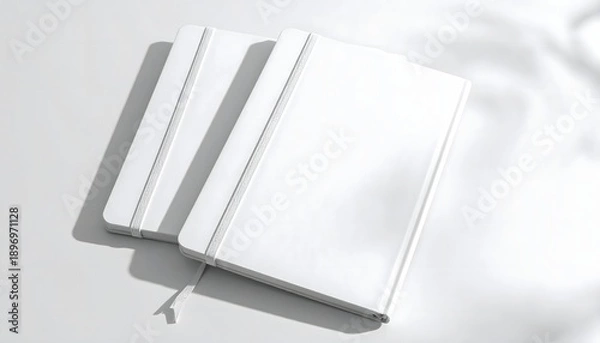 Obraz Blank Notebook with Ribbon Bookmark on White Surface.