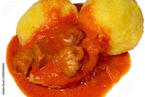 Obraz Gulasch mit Kartoffelknödeln