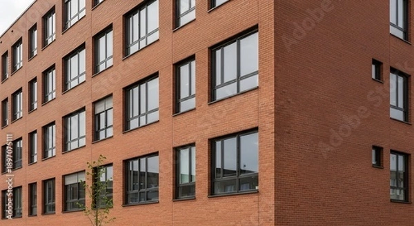 Obraz Modern Brick Building Facade with Windows