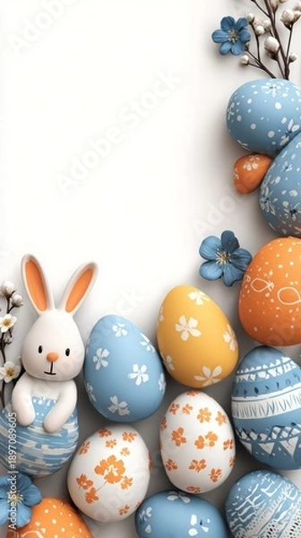 Fototapeta Happy Easter greeting card. Vector graphics