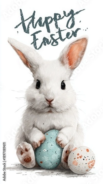 Fototapeta Happy Easter greeting card. Vector graphics