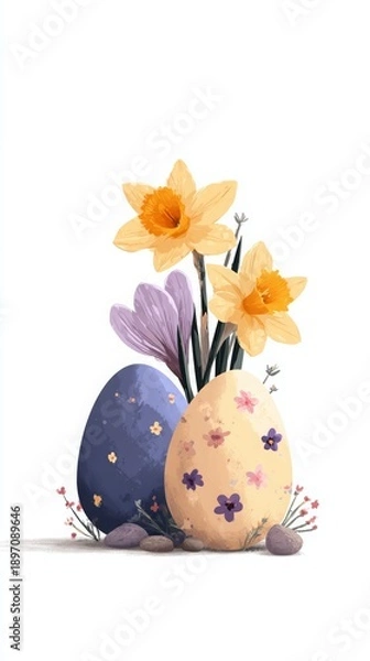 Fototapeta Happy Easter greeting card. Vector graphics