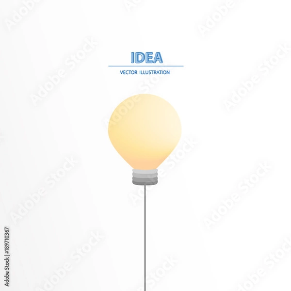 Fototapeta Simple business concept with light bulb as an creative idea. Vector illustration.